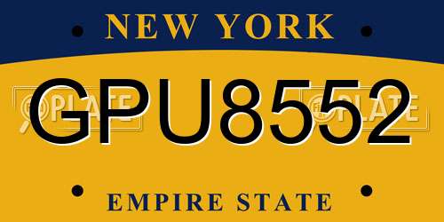 GPU8552 New York License Plate