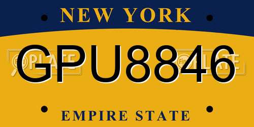 GPU8846 New York License Plate