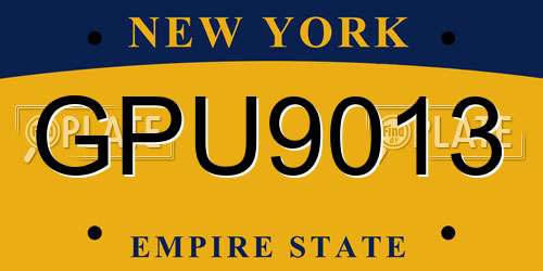GPU9013 New York License Plate