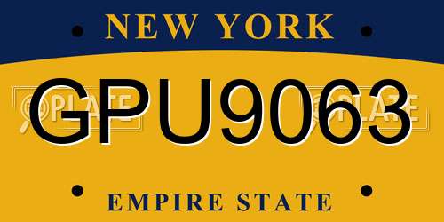 GPU9063 New York License Plate