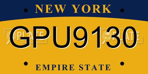 GPU9130 New York License Plate
