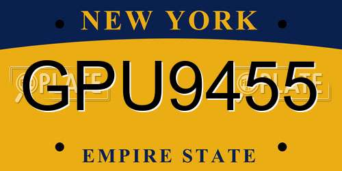 GPU9455 New York License Plate