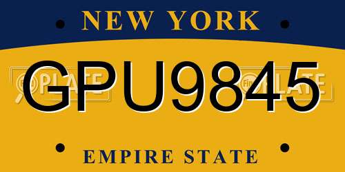 GPU9845 New York License Plate