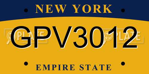GPV3012 New York License Plate