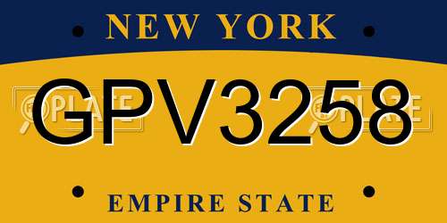 GPV3258 New York License Plate