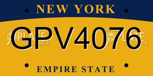 GPV4076 New York License Plate