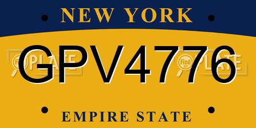 GPV4776 New York License Plate