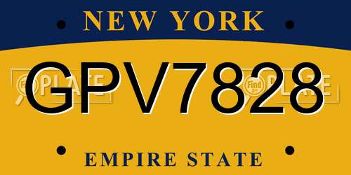 GPV7828 New York License Plate