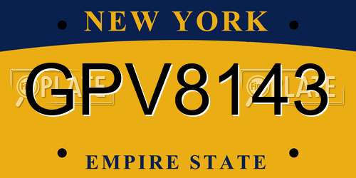 GPV8143 New York License Plate