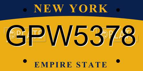 GPW5378 New York License Plate