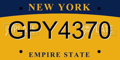 GPY4370 New York License Plate