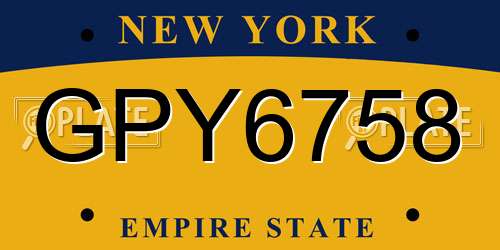 GPY6758 New York License Plate