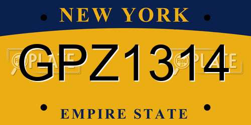 GPZ1314 New York License Plate