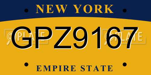 GPZ9167 New York License Plate