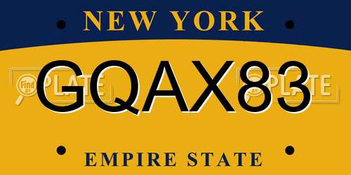 GQAX83 New York License Plate