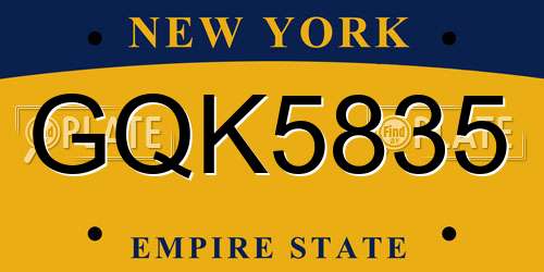 GQK5835 New York License Plate