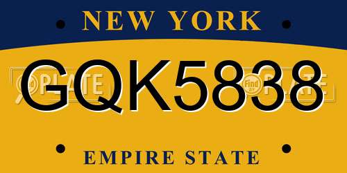 GQK5838 New York License Plate