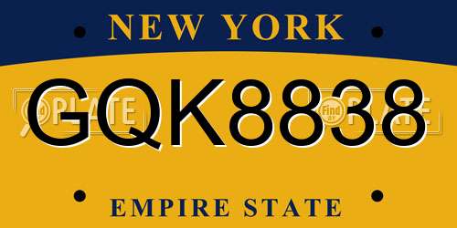 GQK8838 New York License Plate