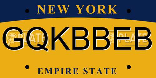 GQKBBEB New York License Plate