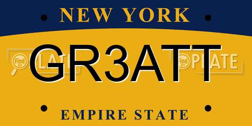 GR3ATT New York License Plate