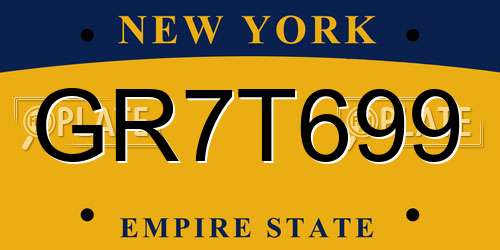 GR7T699 New York License Plate