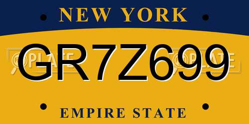 GR7Z699 New York License Plate