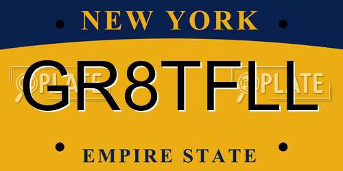 GR8TFLL New York License Plate