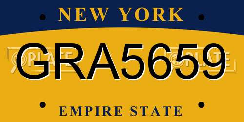 GRA5659 New York License Plate