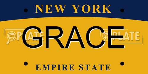 GRACE New York License Plate