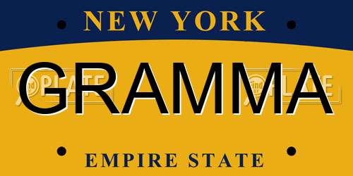 GRAMMA New York License Plate