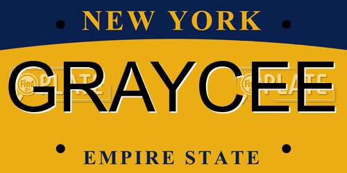 GRAYCEE New York License Plate