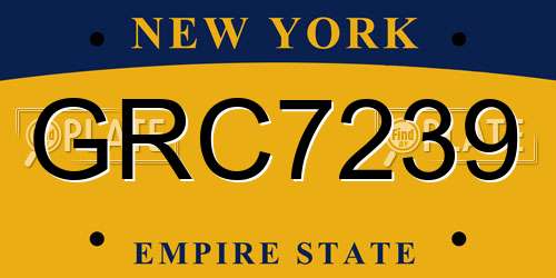 GRC7239 New York License Plate