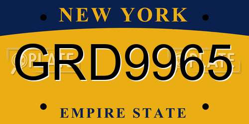 GRD9965 New York License Plate