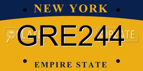 GRE244 New York License Plate