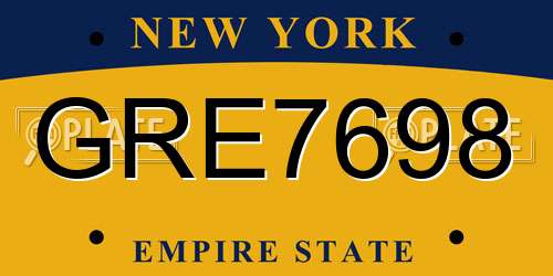 GRE7698 New York License Plate