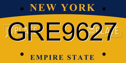 GRE9627 New York License Plate