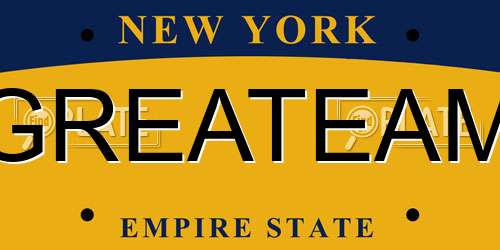 GREATEAM New York License Plate