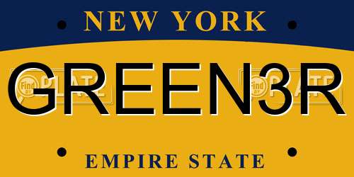 GREEN3R New York License Plate