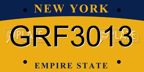 GRF3013 New York License Plate