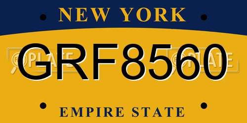 GRF8560 New York License Plate
