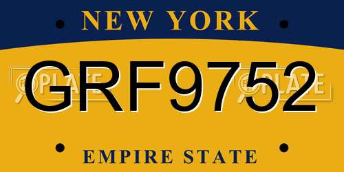 GRF9752 New York License Plate
