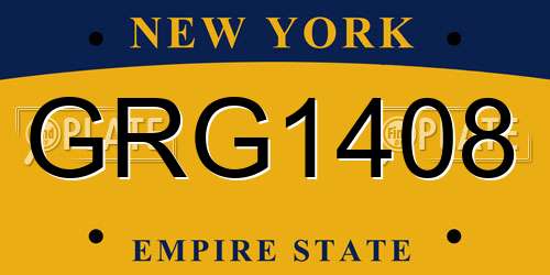 GRG1408 New York License Plate
