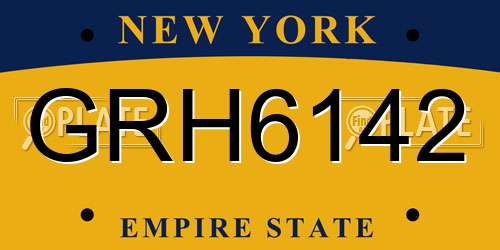 GRH6142 New York License Plate
