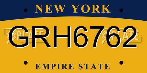 GRH6762 New York License Plate