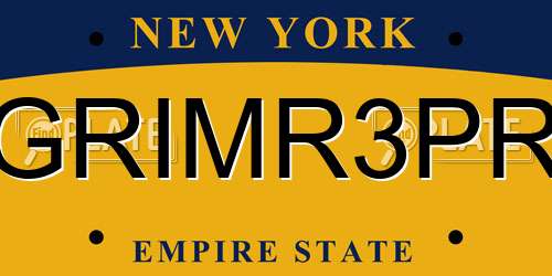 GRIMR3PR New York License Plate