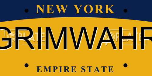 GRIMWAHR New York License Plate
