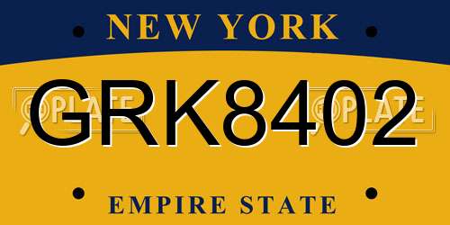GRK8402 New York License Plate