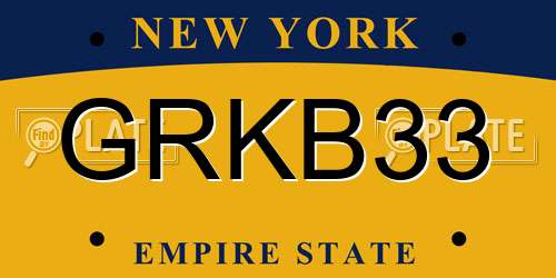 GRKB33 New York License Plate