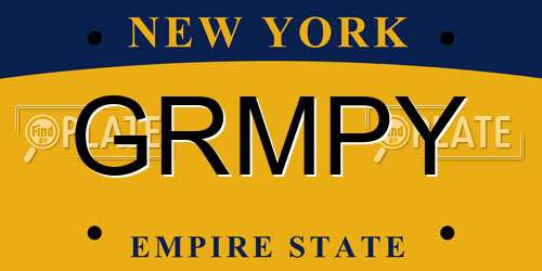 GRMPY New York License Plate