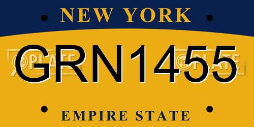 GRN1455 New York License Plate